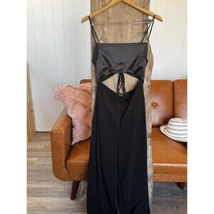 Fashion Nova Black wide leg pants jumpsuit romper SZ L